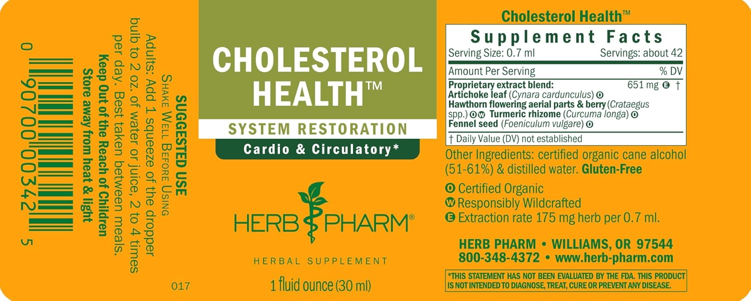 Herb Pharm Cholesterol Health Herbal Liquid Formula for Cardiovascular and Circulatory Support - 1 Ounce