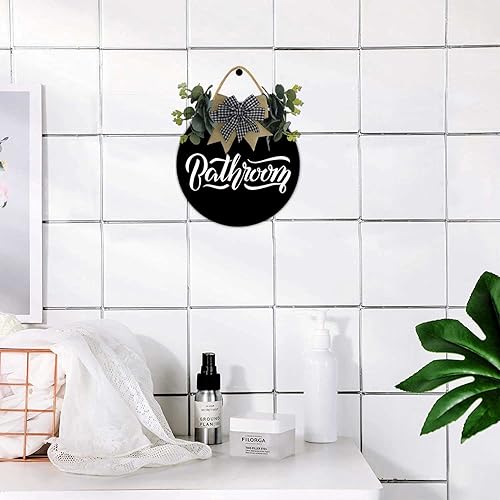 Miniatura 5 de Corona de madera redonda rústica para baño, decoración de porche para puerta delantera, decoración de porche para inauguración de la casa, arte de