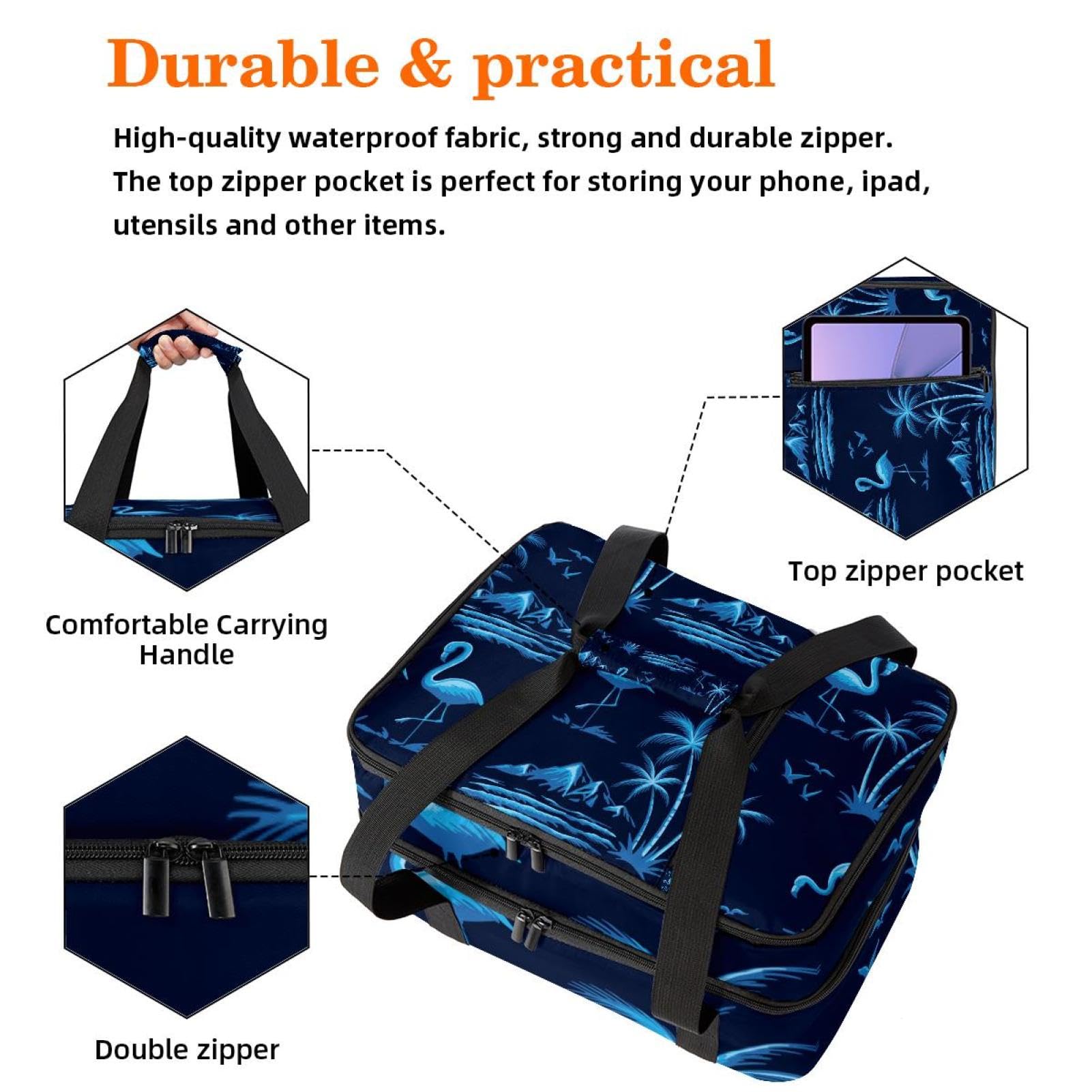 Grand sac à déjeuner isotherme pour homme et femme, double couche, étanche, étanche, réutilisable, sac fourre-tout pour le travail, l'école, le pique-nique, la plage, le camping, les voyages,