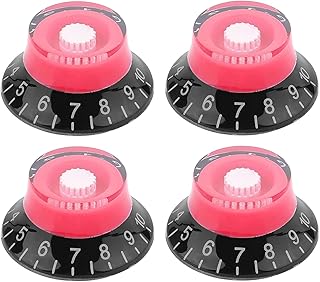 Swhmc Guitar Speed Dial Knobs Control Knobs for Les Paul LP Guitar Pack of 4, Black and Red