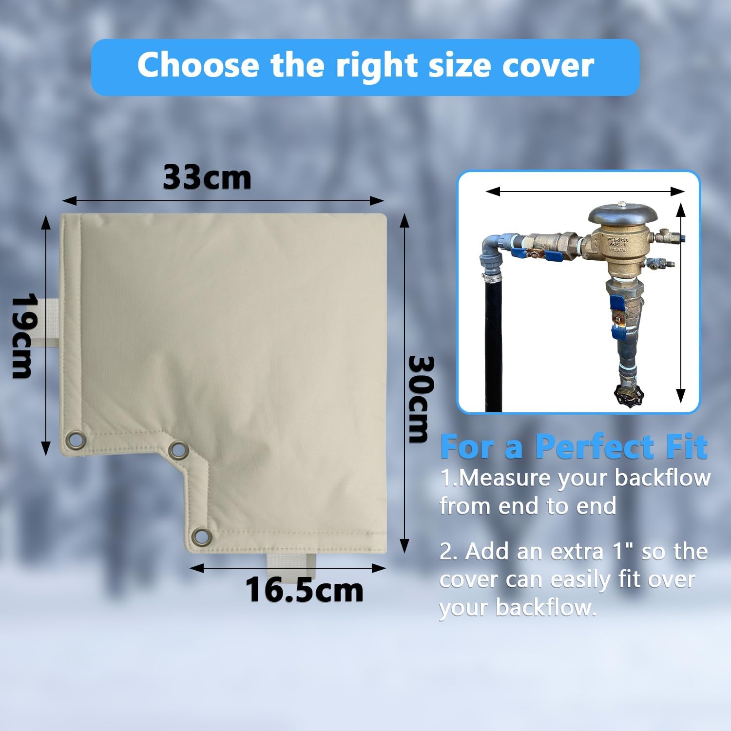Insulated Backflow Preventer Cover Winter Freeze Protection for Sprinkler Valve, Well Pump, and Irrigation System, 12”W x 13”H, Waterproof and UV-Resistant Pouch, Protects from Snow and Sun Exposure