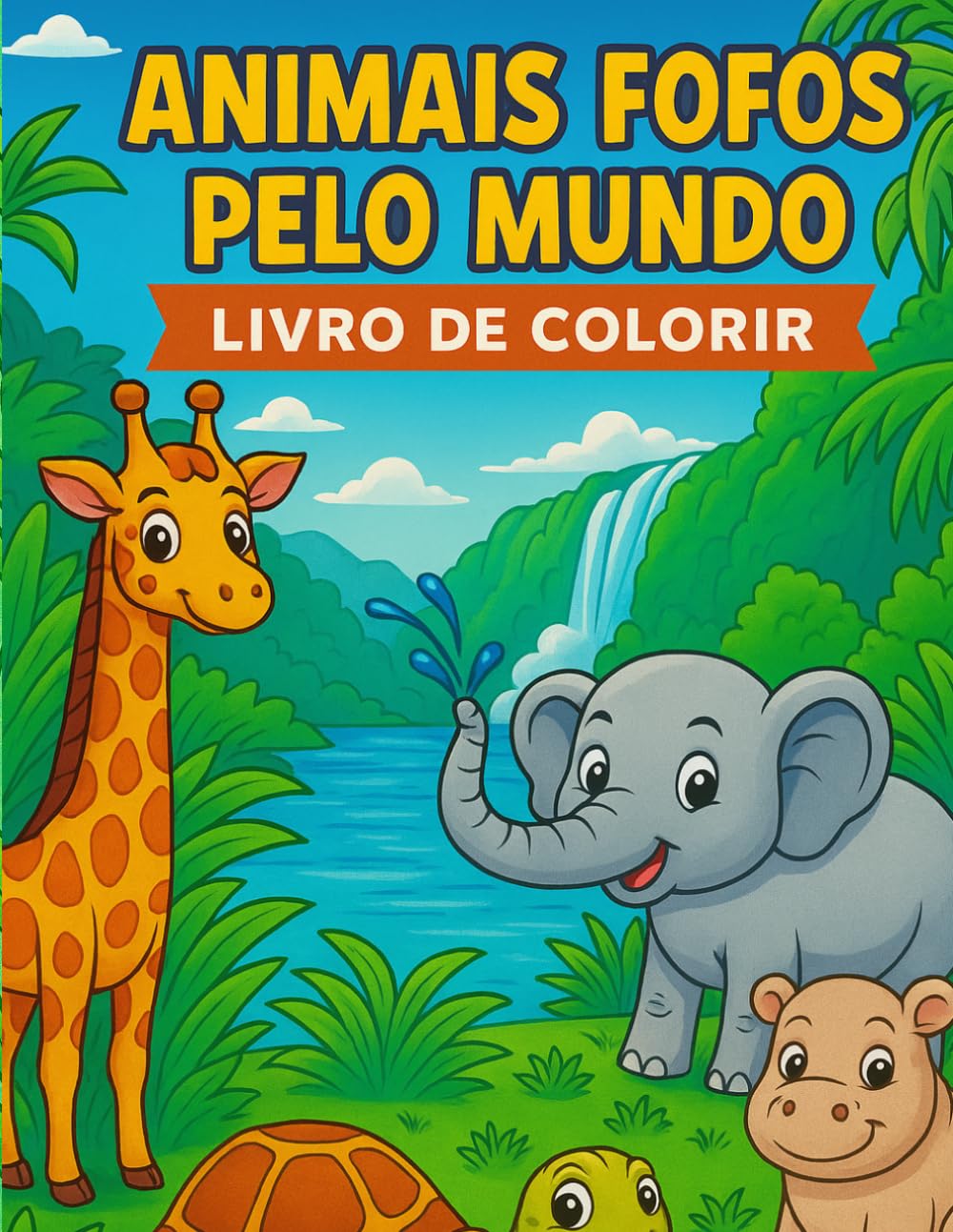 Animais Fofos pelo Mundo: Livro de Colorir