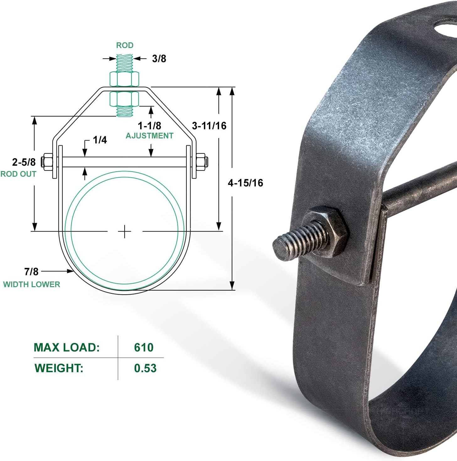 Highcraft IDT-QM02-10 Clevis Hanger, Standard Uncoated Steel, 2 in. 10 Pack