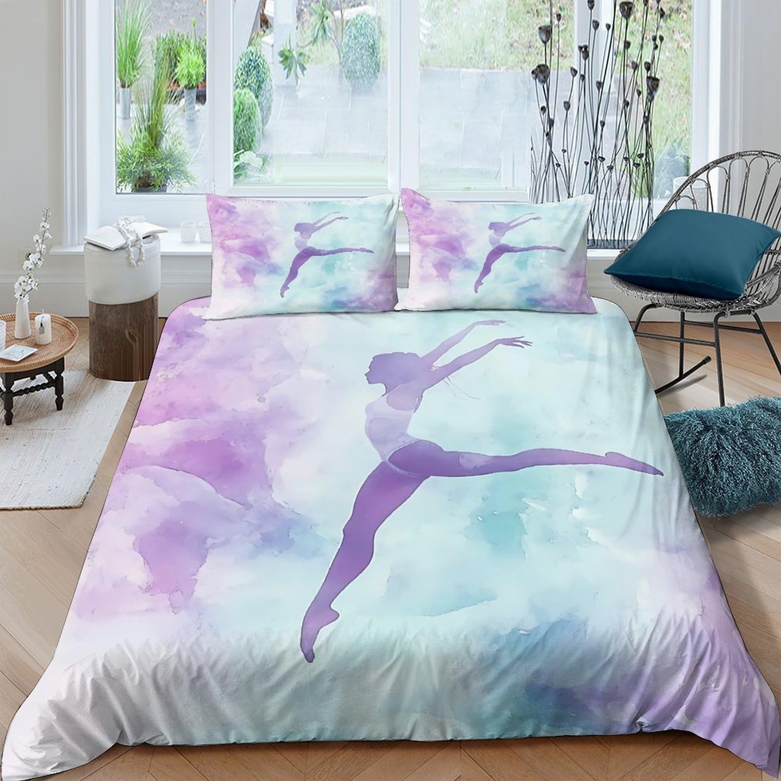 Ctjqhvkz Style-3 3D Printed Ballet Dance Fitted Sheet Microfiber Pastel Cloud Mattress Cover For Bedroom Dorm Decorative Bed Protection Single（135X200cm）