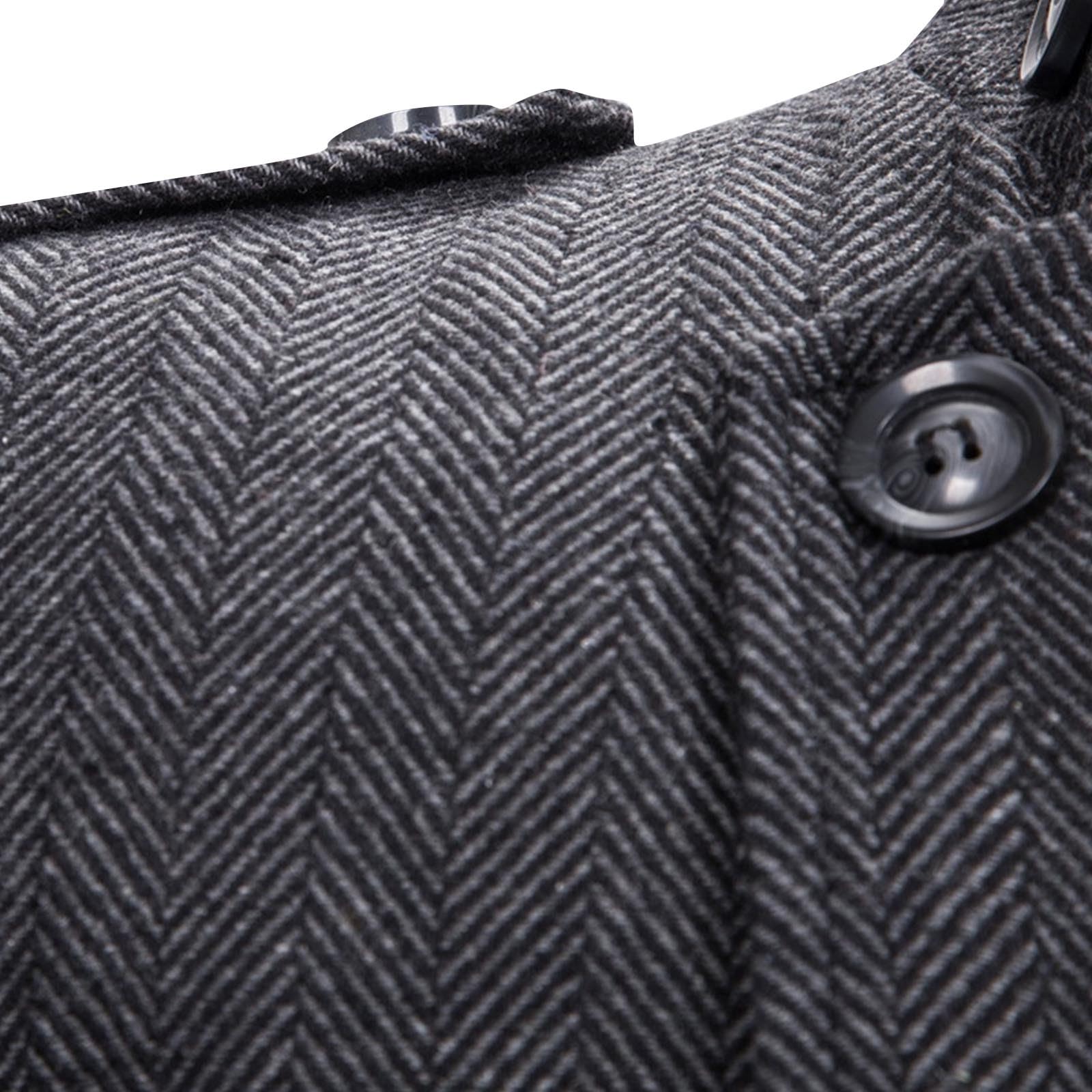 Cappotto Elegante Invernale Uomo Cappotto a Vento Uomo in Due Pezzi Falsi Slim Tinta Unita Cappotto di Media Lunghezza con Bottoni Collo alto a Maniche Lunghe Tasche Cappotto Sottile alla Moda Casual