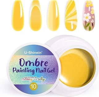 Ombre Gel Nail Polish,Spring Summer Colorful Painting Nail Gel for Ombre Nails Aura Nails, French Manicure Diy Nail Art#10 Yellow
