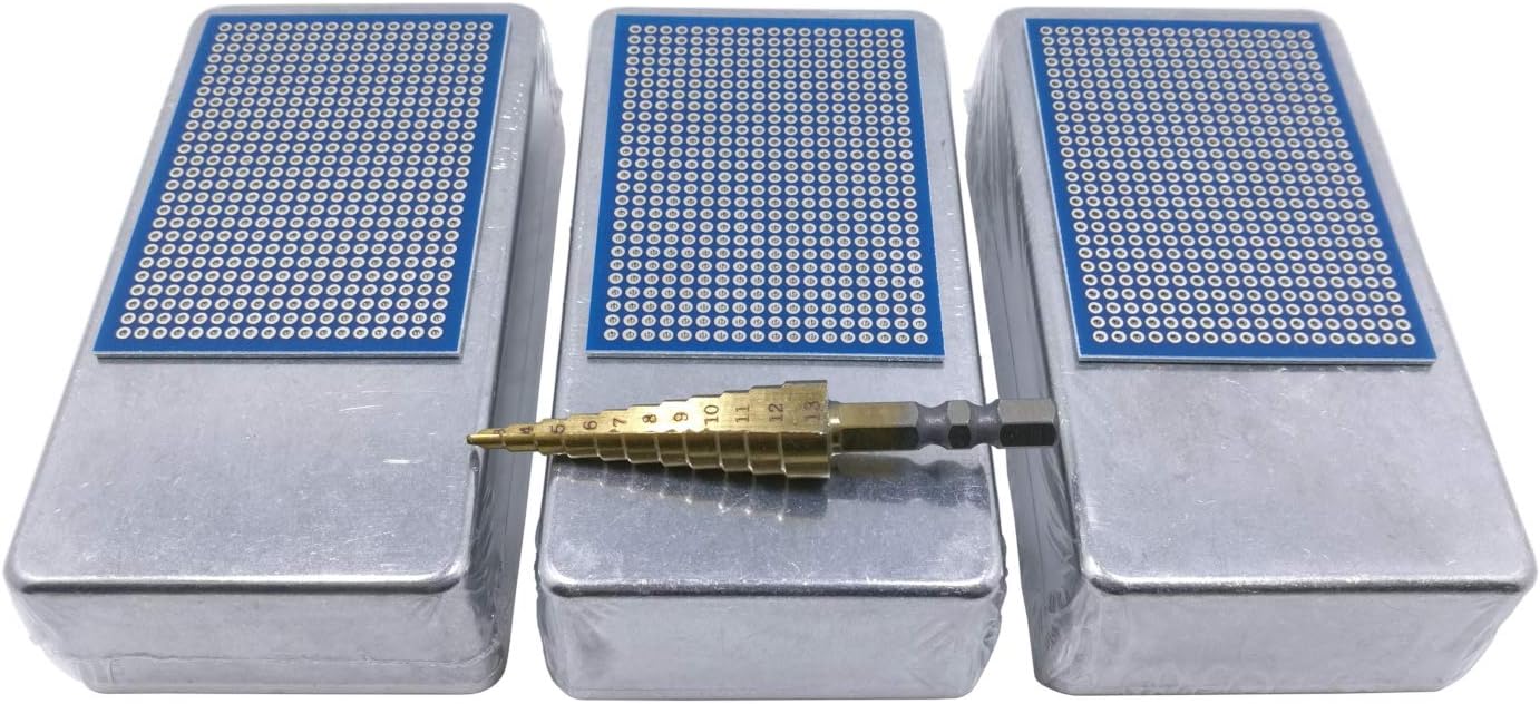 3 pcs 1590B Enclosure Box incl. step drill, pcb for electronic prototype DIY guitar pedal