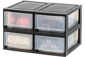 IRIS Stackable 4-Pack Plastic Drawer Storage Organizers