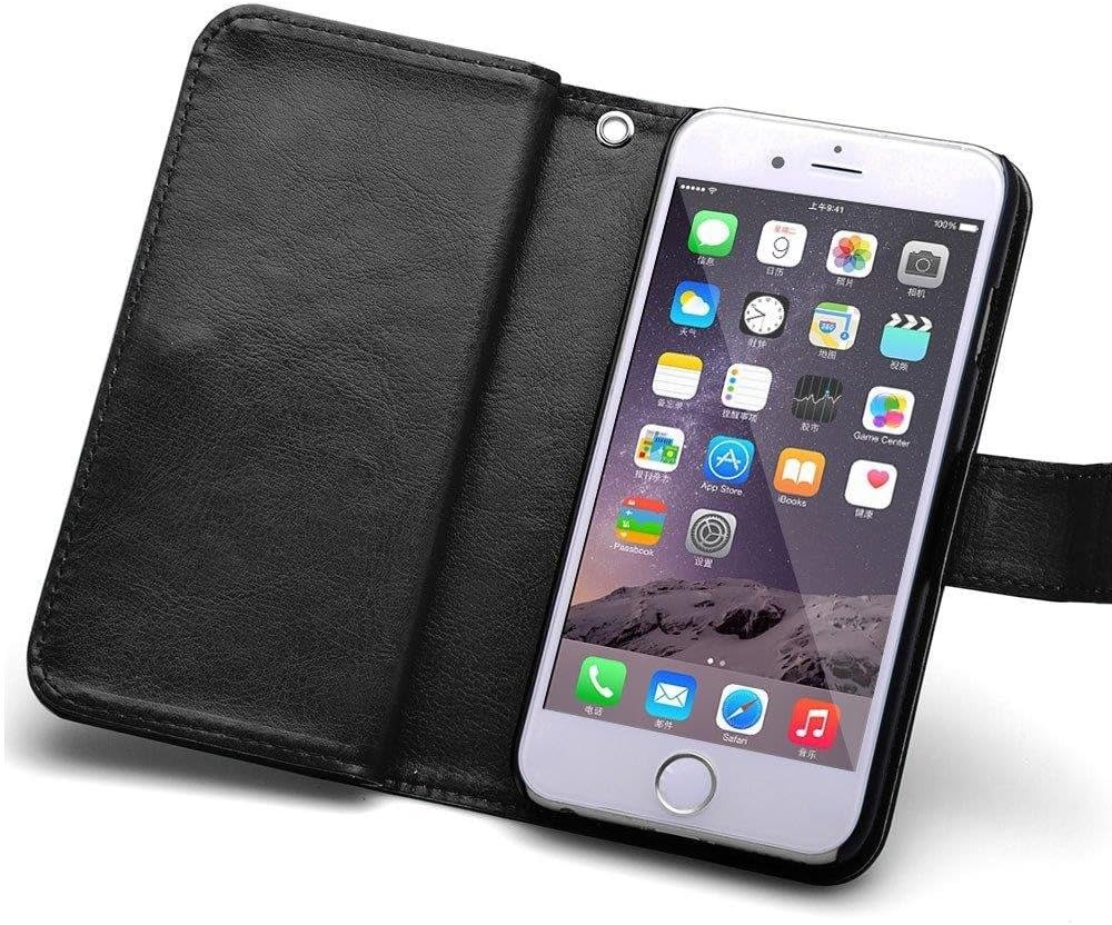 TabPow iPhone 6S Case, iPhone 6 Case, [Wallet Case] 9 Card Holder [Detachable Wallet Folio] PU Leather Flip Case Cover for iPhone 6 / iPhone 6S (4.7 inch) (Black)