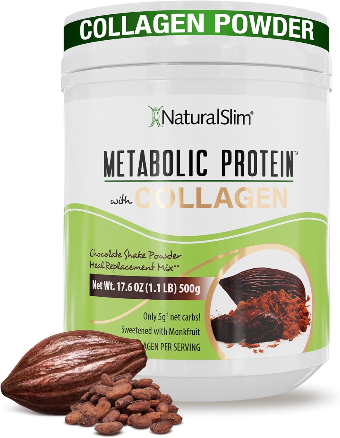 Metabolic Protein Powder with Collagen, Chocolate whey protein powder shake, Hydrolyzed Collagen with L-Glutamine for Digestion, Skin, Joints & Muscle, Low Carb Meal Replacement, 17.06 oz