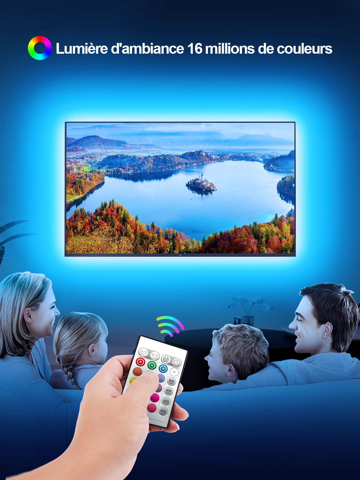 Ruban LED RGB TV Arc-en-ciel - Synchro Sonore, Télécommande, WS2812