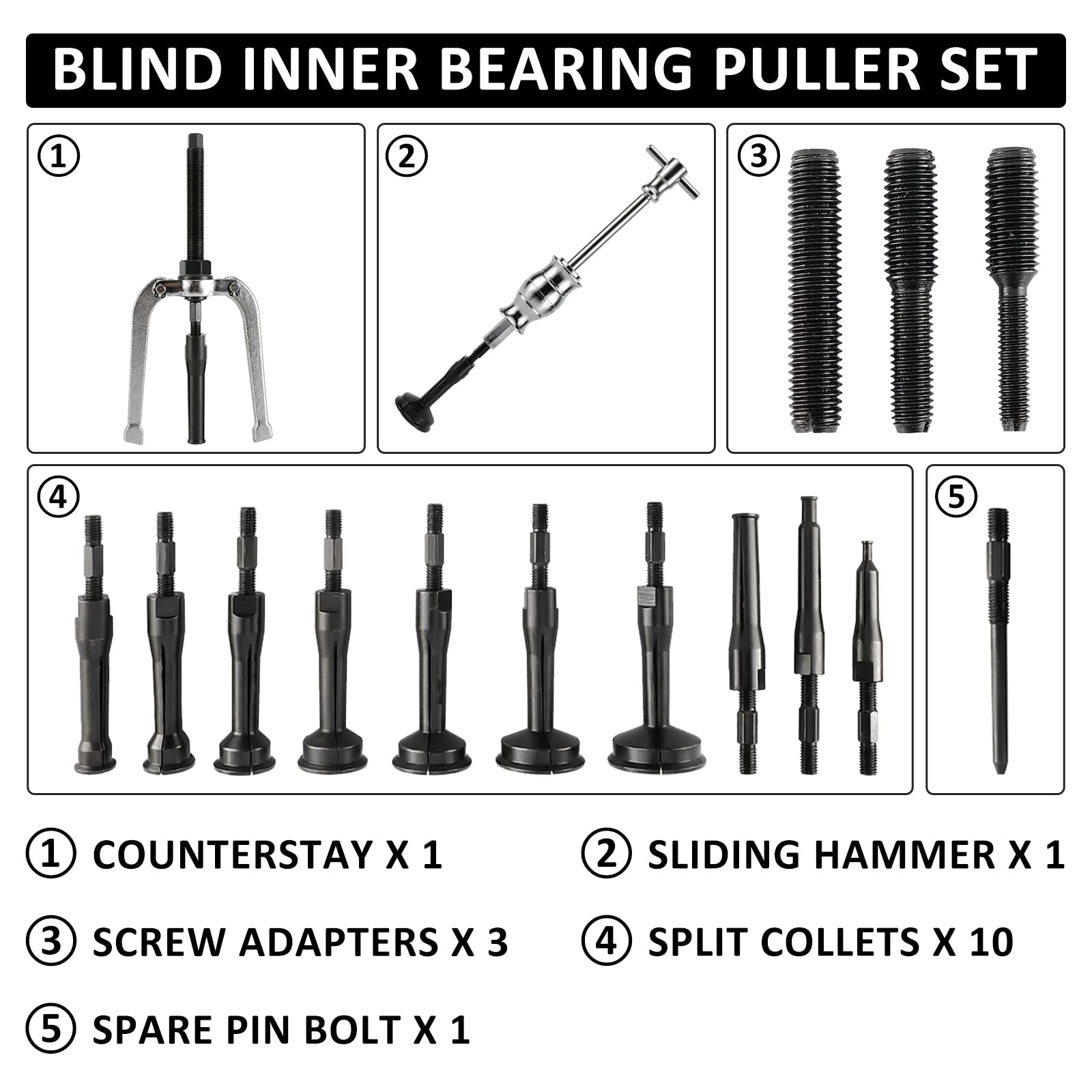 Buy 8MILELAKE Blind Inner Bearing Puller, Hole Remover Extractor Set