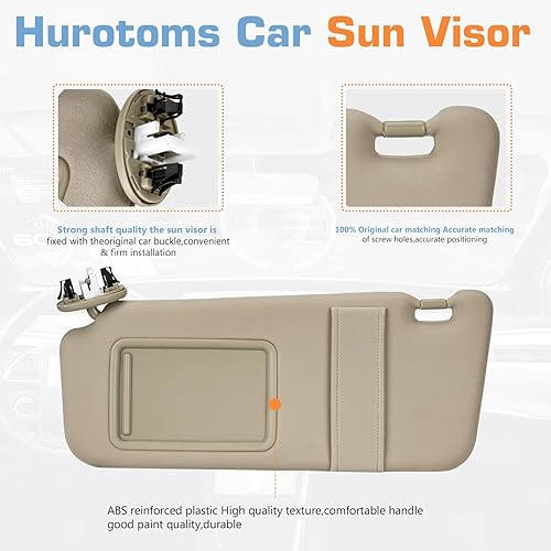 Miniatura 24 de Parasol lateral derecho del pasajero con techo solar y luz para Toyota Camry 2007 2008 2009 2010 2011, repuesto 74310-06770-B0, gris