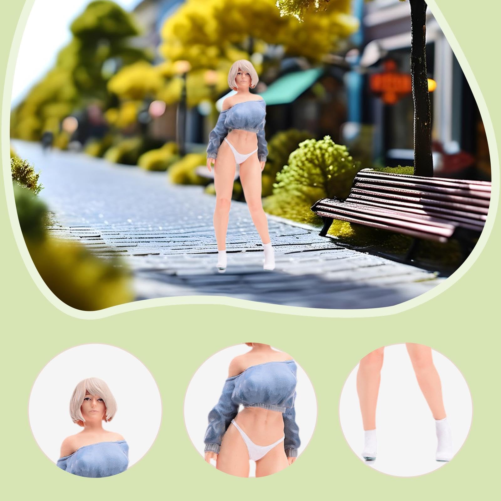 Miniatura Figura Donna Modelli Scena Diorama Accessori Bambola Casa Decorazione Oggetti Collezionismo Micro Paesaggio in Resina Dipinta