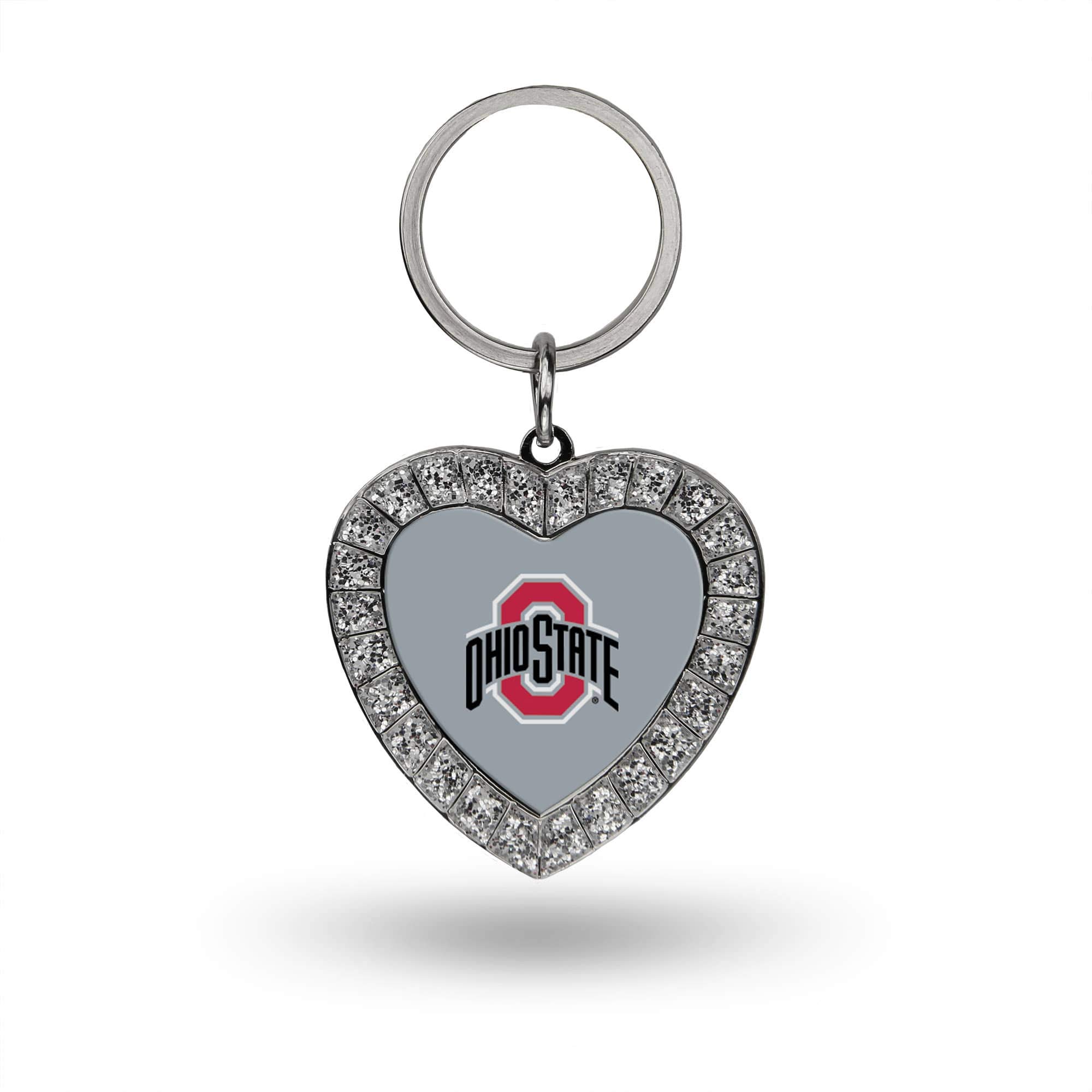 Rico Industries NCAA Ohio State Buckeyes Metal Rhinestone Heart Keychain, 1.38 x 3-