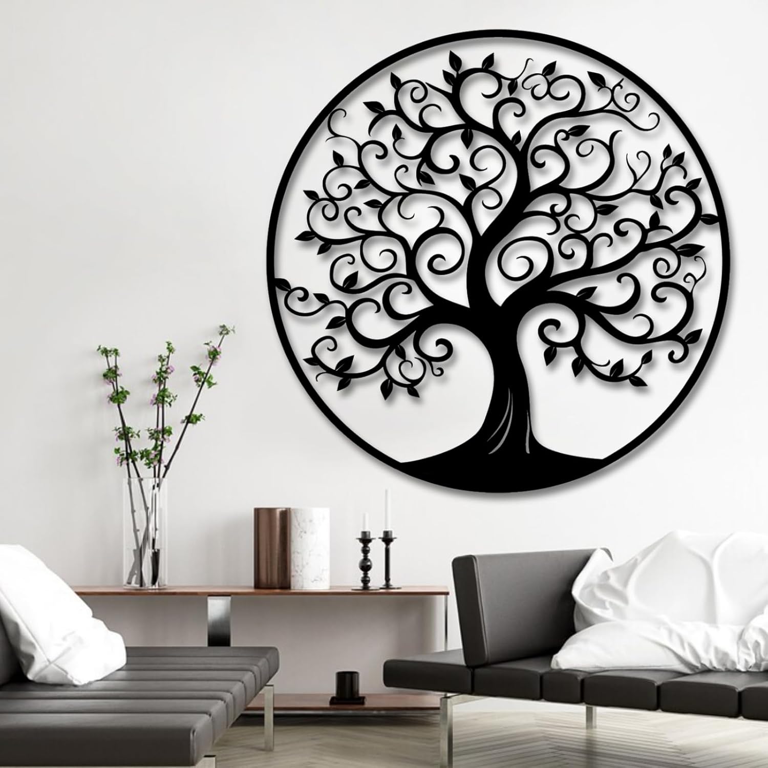 Tree of Life Wall Art,Metal Tree Wall Decorations for Living,Dining Roo,Tree of Life Metal Wall Art(19"×19", Style 1)