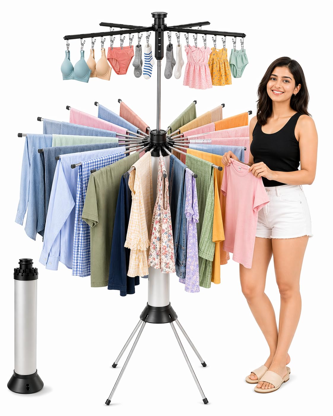 Octopus 2 in 1 (2 Tier) Clothes Drying Stand | Heavy Duty | Laundry Organizer Cloth Stand for Drying Clothes Foldable | Colthers Drying Stand for Indoor/Outdoor, Made in India.-image-15