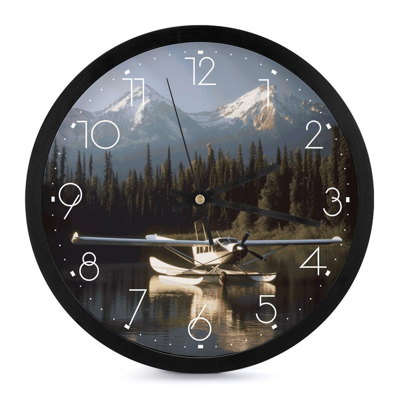 Horloge murale avion sur lac pour sublimer la décoration de votre salon moderne