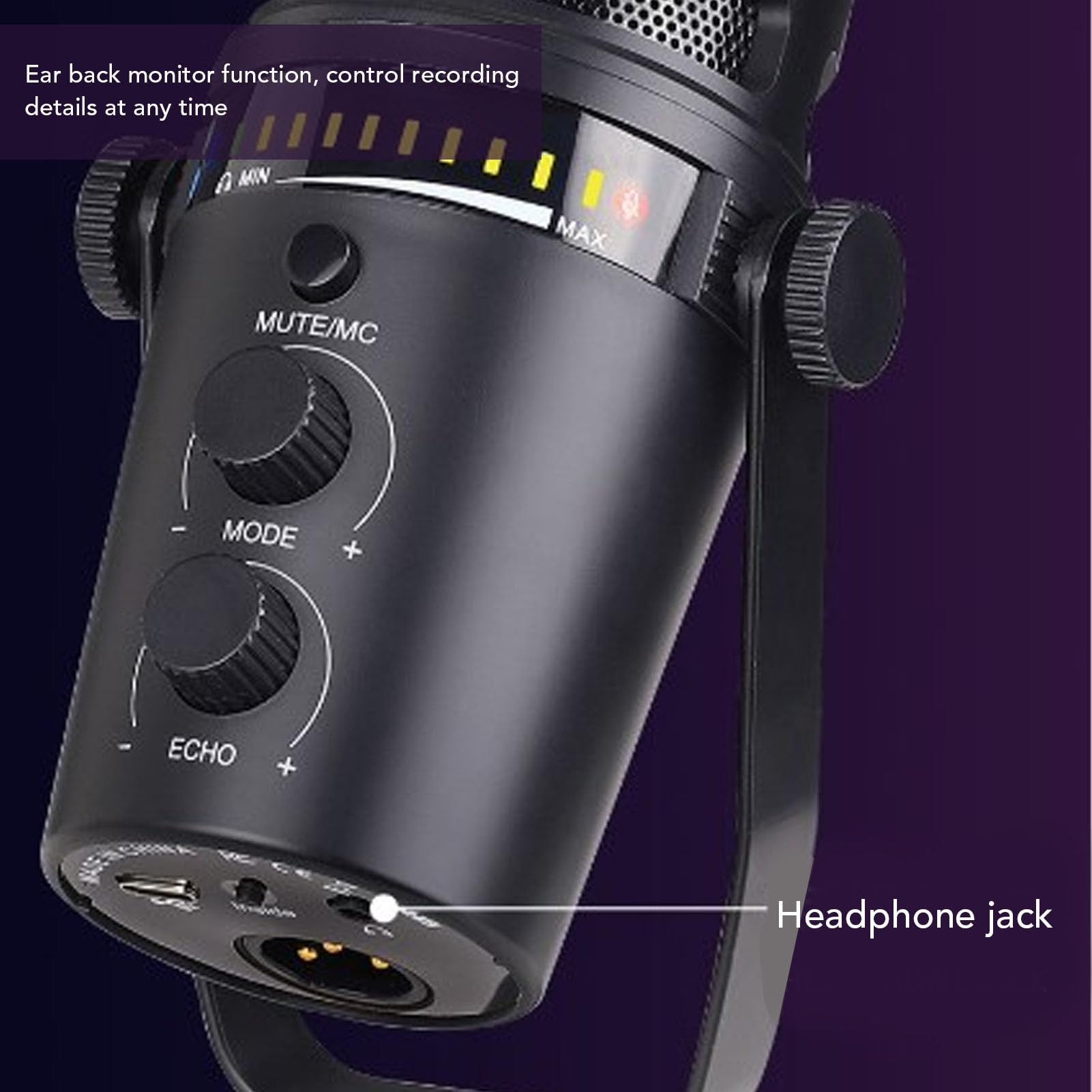 SIXRUN Microfono per Registrazione Dal, Microfono per Podcast USB in Metallo con Silenziamento Rapido, Campionamento a 192 KHz per Giocatori e Podcaster