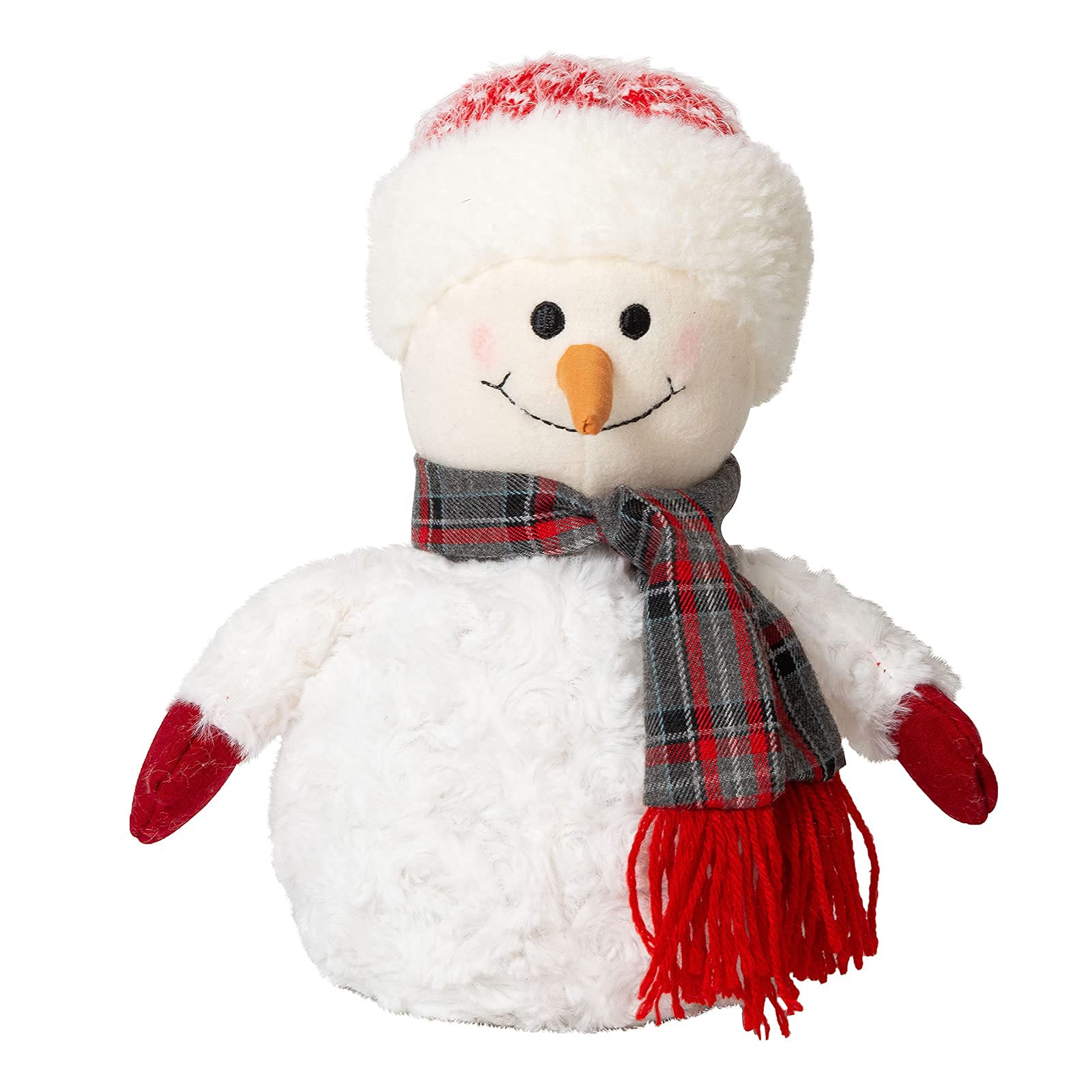 Marwood Simpatico fermaporta decorativo per casa e ufficio, natalizio in tessuto imbottito, fermaporta interno ponderato decorativo per pavimento, pupazzo di neve con cappello rosso