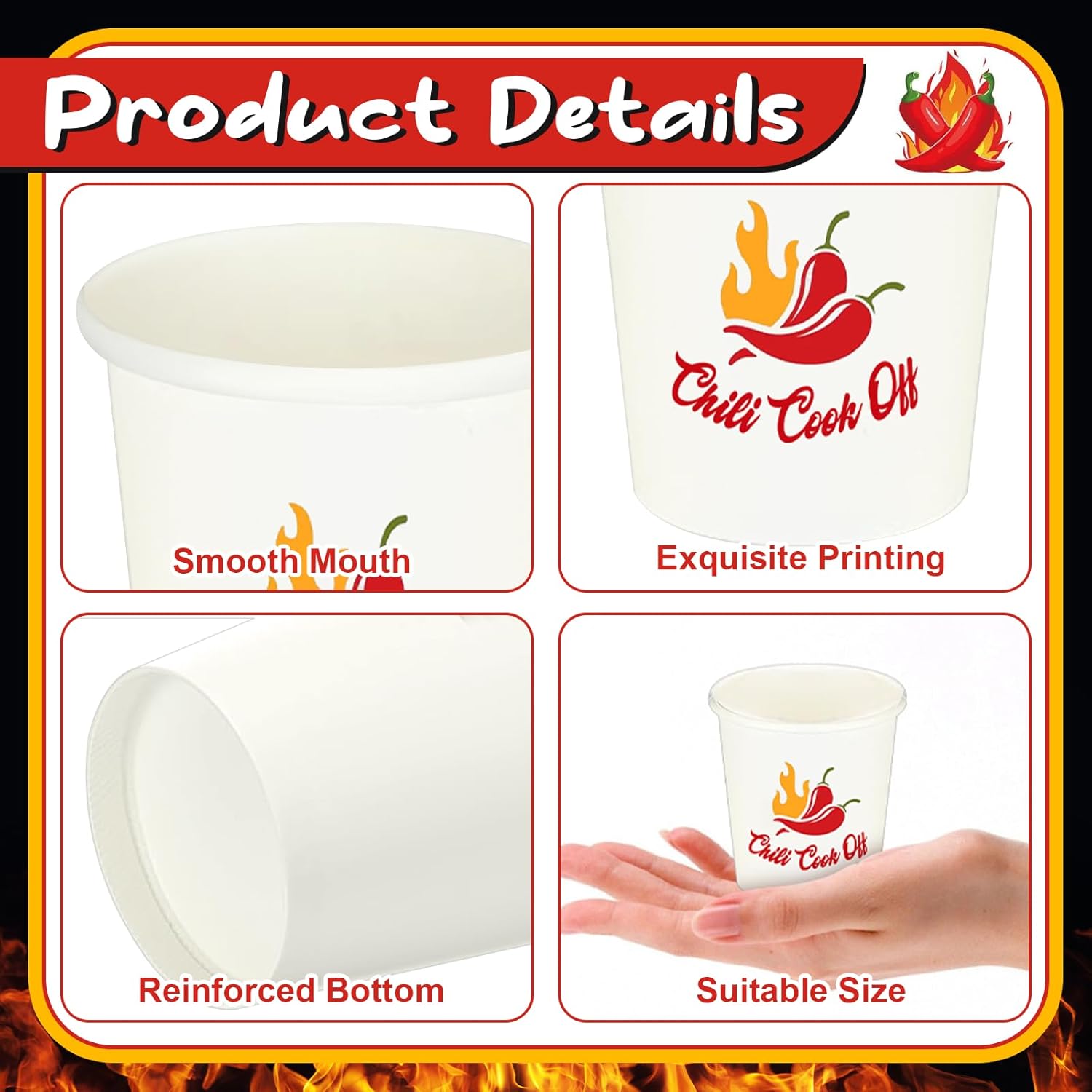 600 Pcs 5 oz Chili Cook off Party Decorations Include 300 Pcs Disposable Paper Chili Tasting Cups and 300 Pcs Wooden Spoons for Chili Cook off Decorations Party Supplies