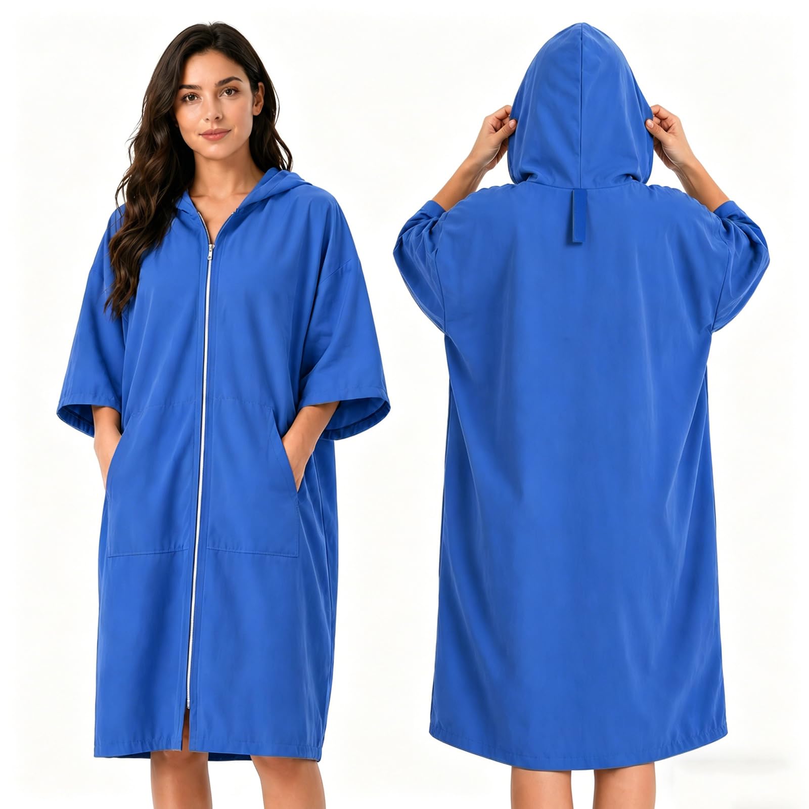 Morbuy Accappatoio Poncho Surf Donna, Poncho Mare in Microfibra con Cappuccio & Tasca, Asciugamano da Spiaggia Assorbente & Leggero per Spiaggia, Campeggio, Piscina, Cambiarsi all'aperto