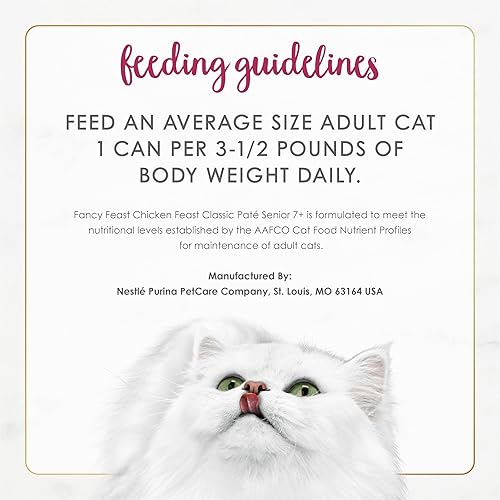 Miniatura 8 de Purina Fancy Feast Chicken Feast - Alimento húmedo en paté alto en proteínas para gatos mayores de 7 años, 24 latas de 3 onzas