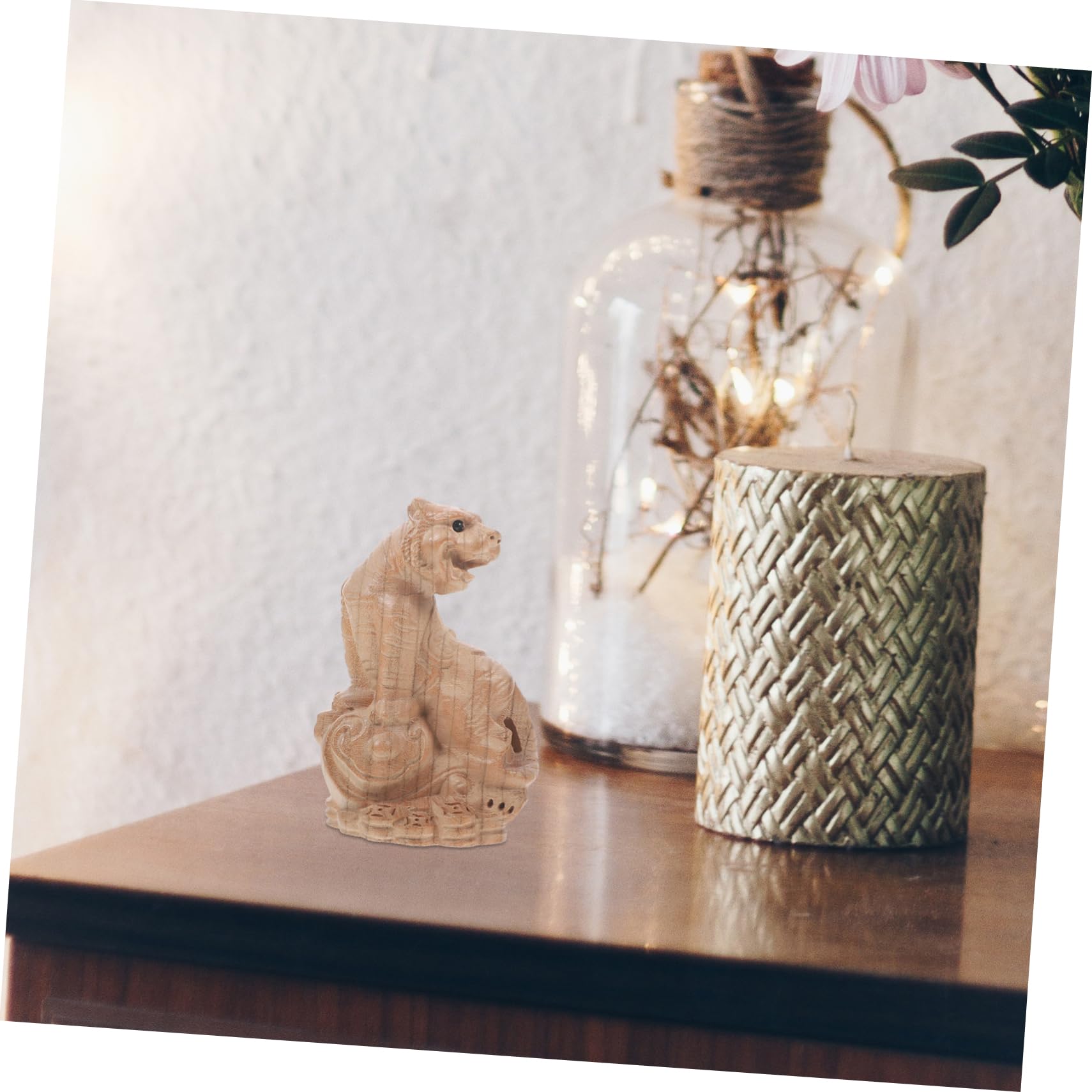 Amazon.co.jp: ULTECHNOVO 彫刻虎の木製デスクトップ装飾 桃木製 十二