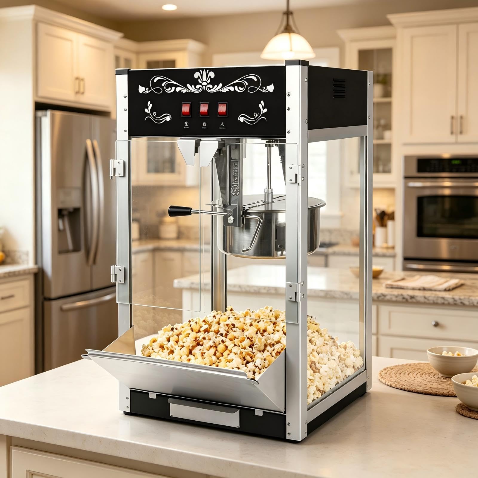 18 oz Commercial Popcorn Machine, Countertop Retro Style Popper, Black