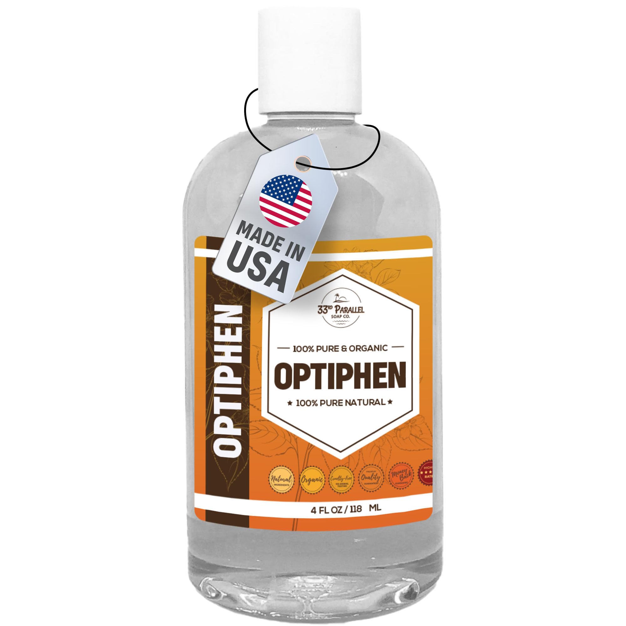 OPTIPHEN Natural Preservative (4 oz) Paraben-Free; Formaldehyde-Free; Water & Oil Soluble | Suitable for Soap Making, Lotions, Conditioners, Creams & More | Keeps Products Fresh & Safe | 4 Ounces