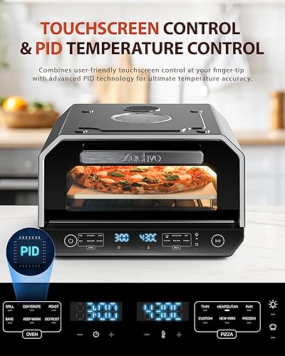 Miniatura 8 de Horno de pizza de interior, hace pizzas de 12 pulgadas en 90 segundos, calienta hasta 850 F horno de pizza de encimera, 6 preajustes de pantalla