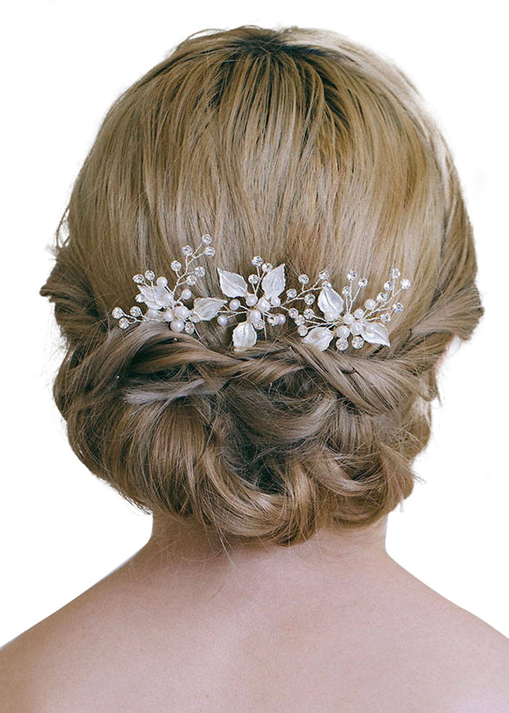 Missgrace 3 pcs Bridal Crystal Hair Pins Flower Crystal Wedding Hair Clips Women Hair Accessories