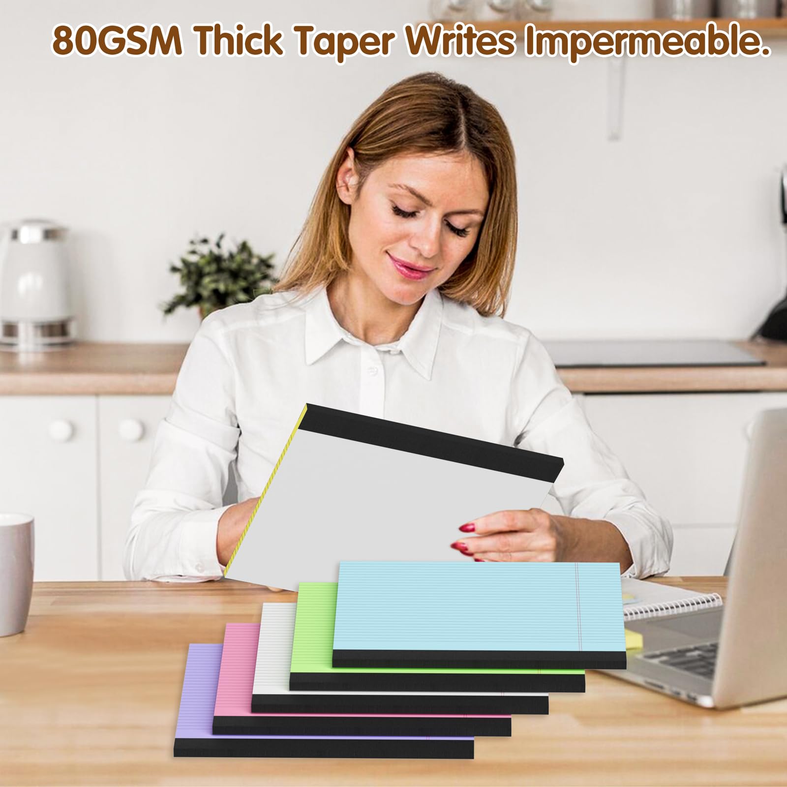 MuiAng Blocco note a righe 28 x 24,1 cm, 2 blocchi, 30 fogli, 80 g/m², carta perforata