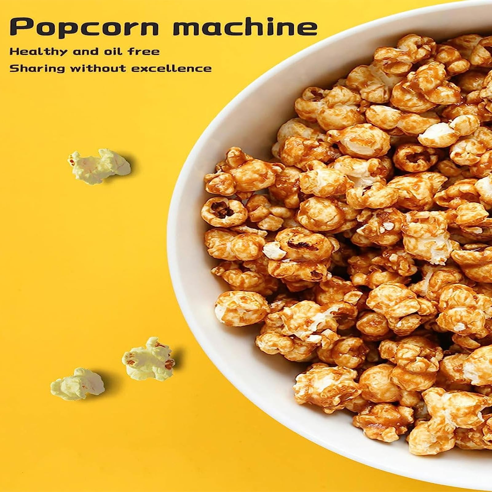Piccola macchina per popcorn per uso domestico, senza olio e a bassa temperatura, macchina per popcorn ad aria per feste e divertimento in famiglia, facile da usare, senza grassi e sana, bianca