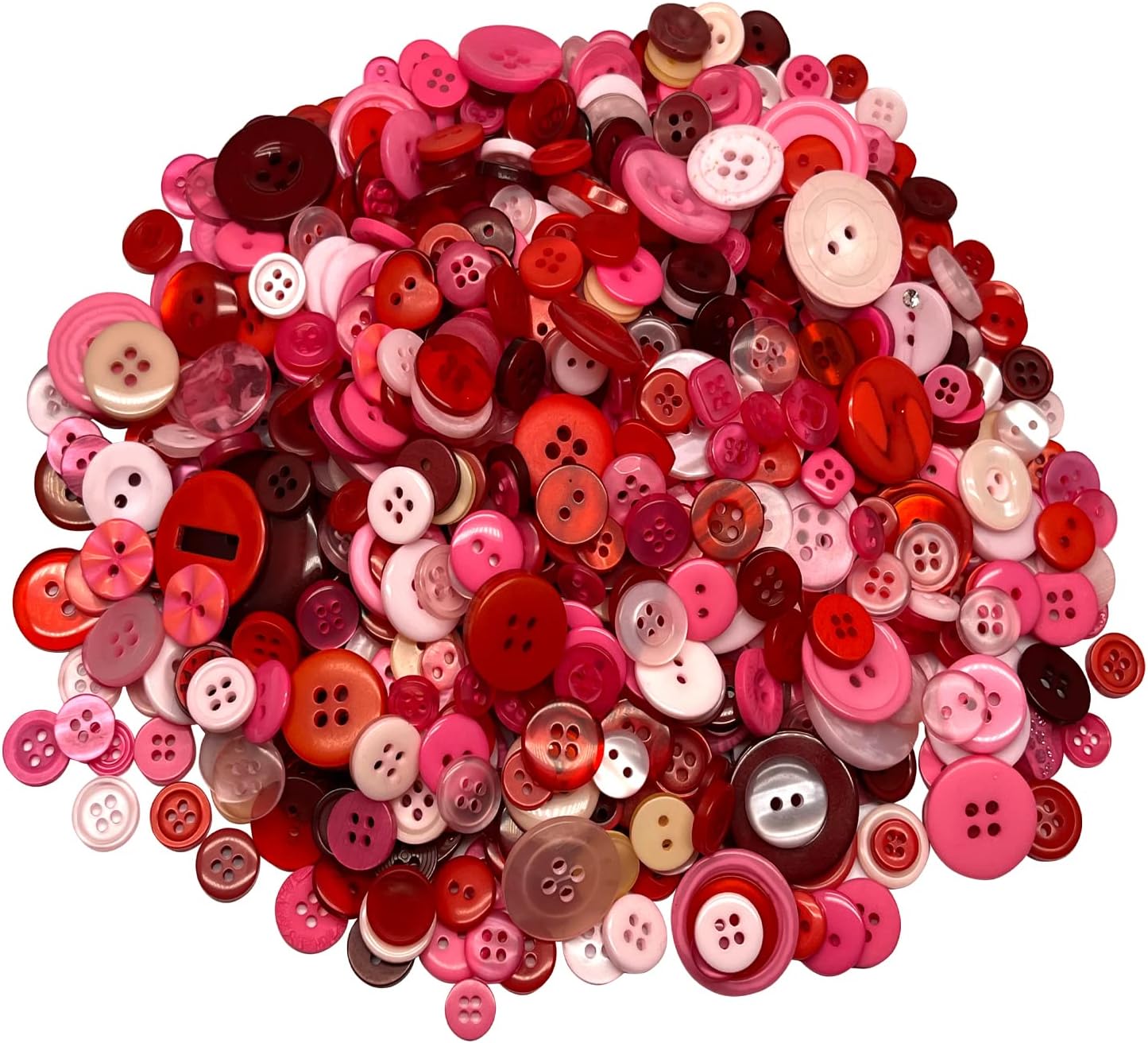 Resin Buttons Assorted Sizes Craft Buttons About 500-600 Pcs for Sewing DIY Crafts,Children's Manual Button Painting, Red
