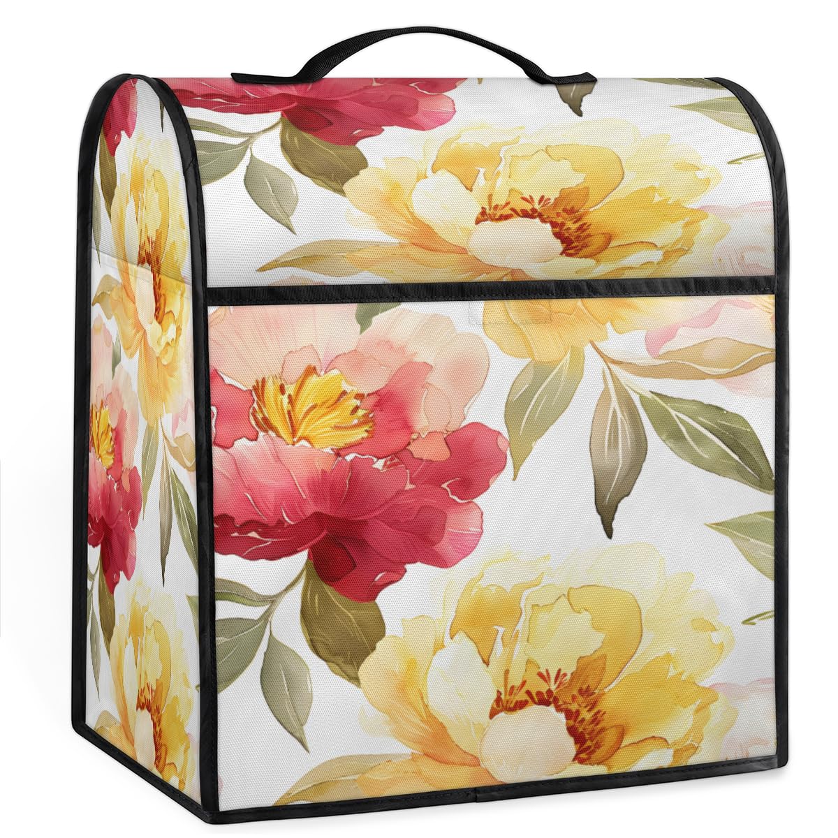 Coffee Maker Cover Watercolor Flower Yellow Kitchen Appliance Covers Small Appliance Covers Blender Cover Juicer Cover Dust Covers for Kitchen Appliances with Top Handle and Pockets,Washable,B519