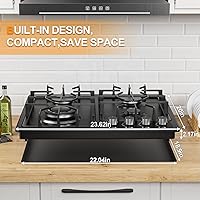 Vista 6 de FVBADE Placa de cocina de gas de 24 pulgadas con 4 quemadores, estufa de gas integrada de acero inoxidable con conversión NG/LPG de combustible dual