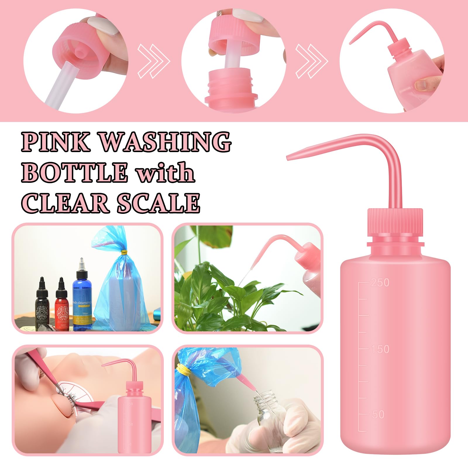 ATOMUS Kit de extensión de pestañas kit de cepillo de pestañas rosa microclaser aire acondicionado USB secador de pelo pinzas faciales espejo de pestañas botella de cepillo de pestañas