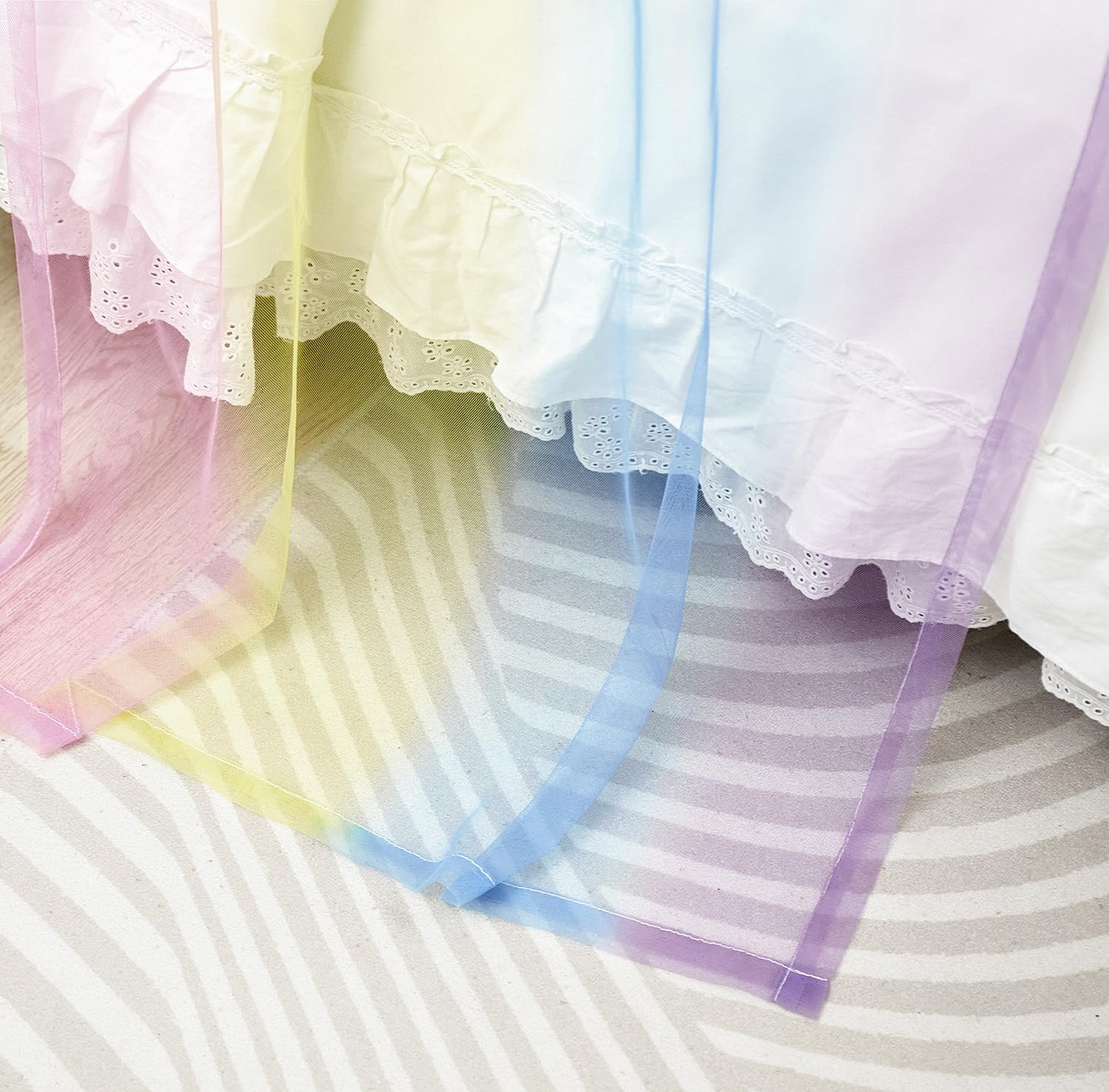 ZIQINPSQ House Bed Canopy Bed Curtains,2pcs Montessori Floor Bed Canopy for Girls Boys,Mosquito Net For Kids Wood Bed Frame,Bedroom Decorations (Rainbow) - Image 4