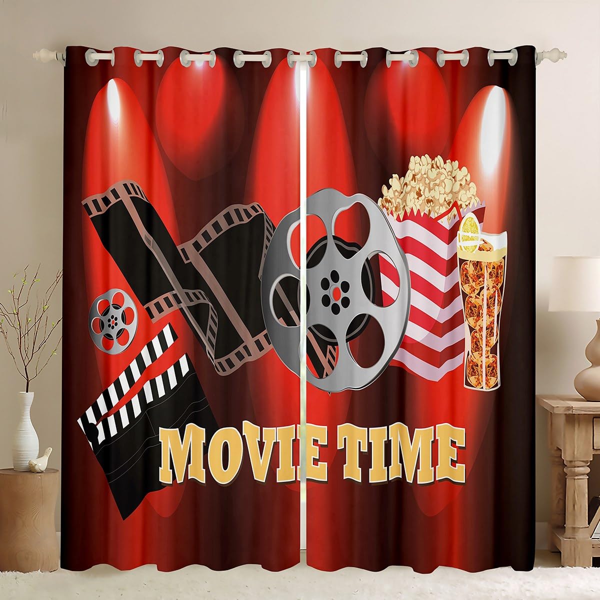 Tende oscuranti per camera da letto, soggiorno, sala cinematografica, tende oscuranti per cinema, tende oscuranti per finestre con popcorn, 167 x 183 cm (larghezza x lunghezza)