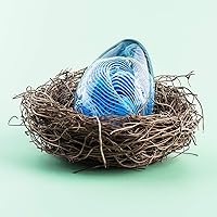 Vista 3 de QFkris Crystal Blessings - Estatuilla artística de cristal soplado con pisapapeles y huevos de Pascua (azul)