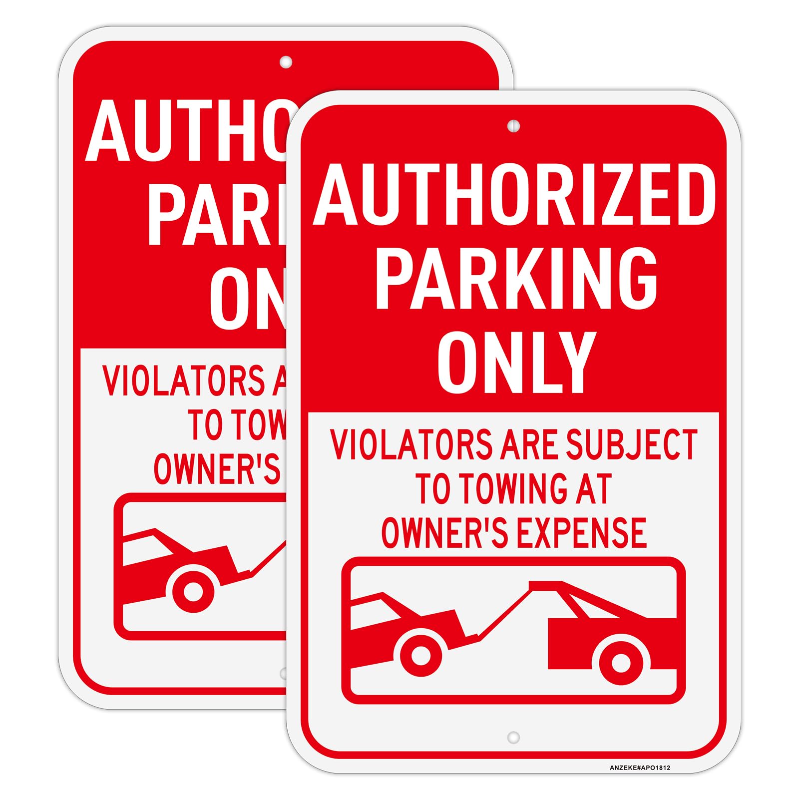(2Pack) Large "Authorized Parking Only - Violators Subject to Towing" Metal Sign, 18"x12" Engineer Grade Rust Free Reflective Aluminum, Fade/Weather