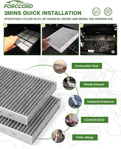 Miniatura 6 de Paquete de 2 filtros de aire de cabina HEPA para Subaru Ascent 2019-23, Crosstrek 2018-23, Impreza 2017-23, Legacy 2020-24, repuesto de carbón