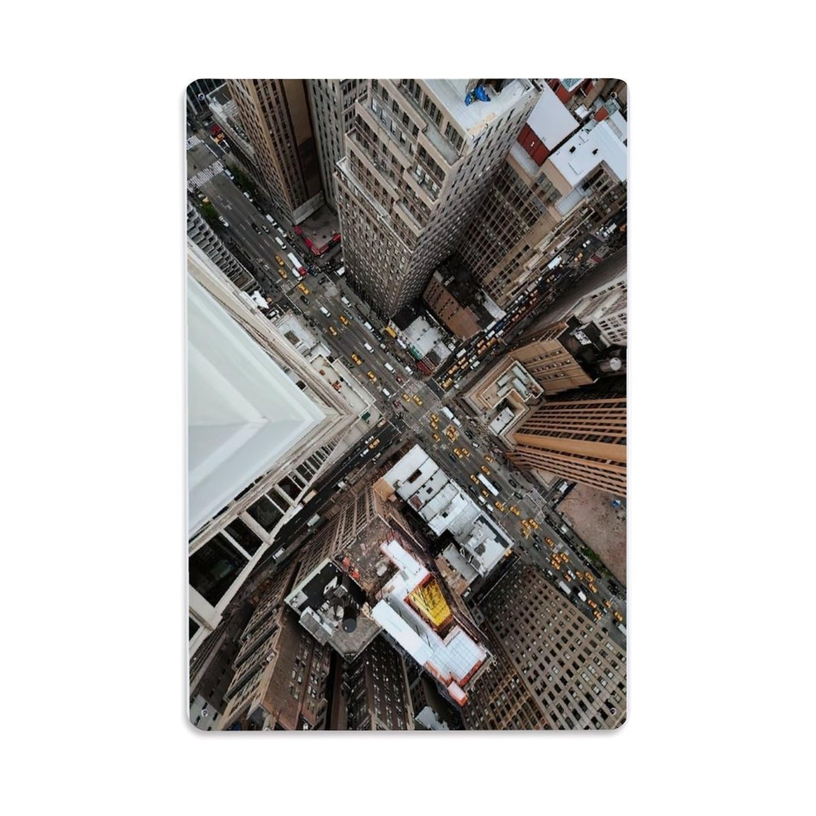 Vintage Photography New York Buildings Metal Tin Sign Plaque Wall Decor for Cafe, Club Bar, Office, Home Garden Metal Poster 8x12Inch