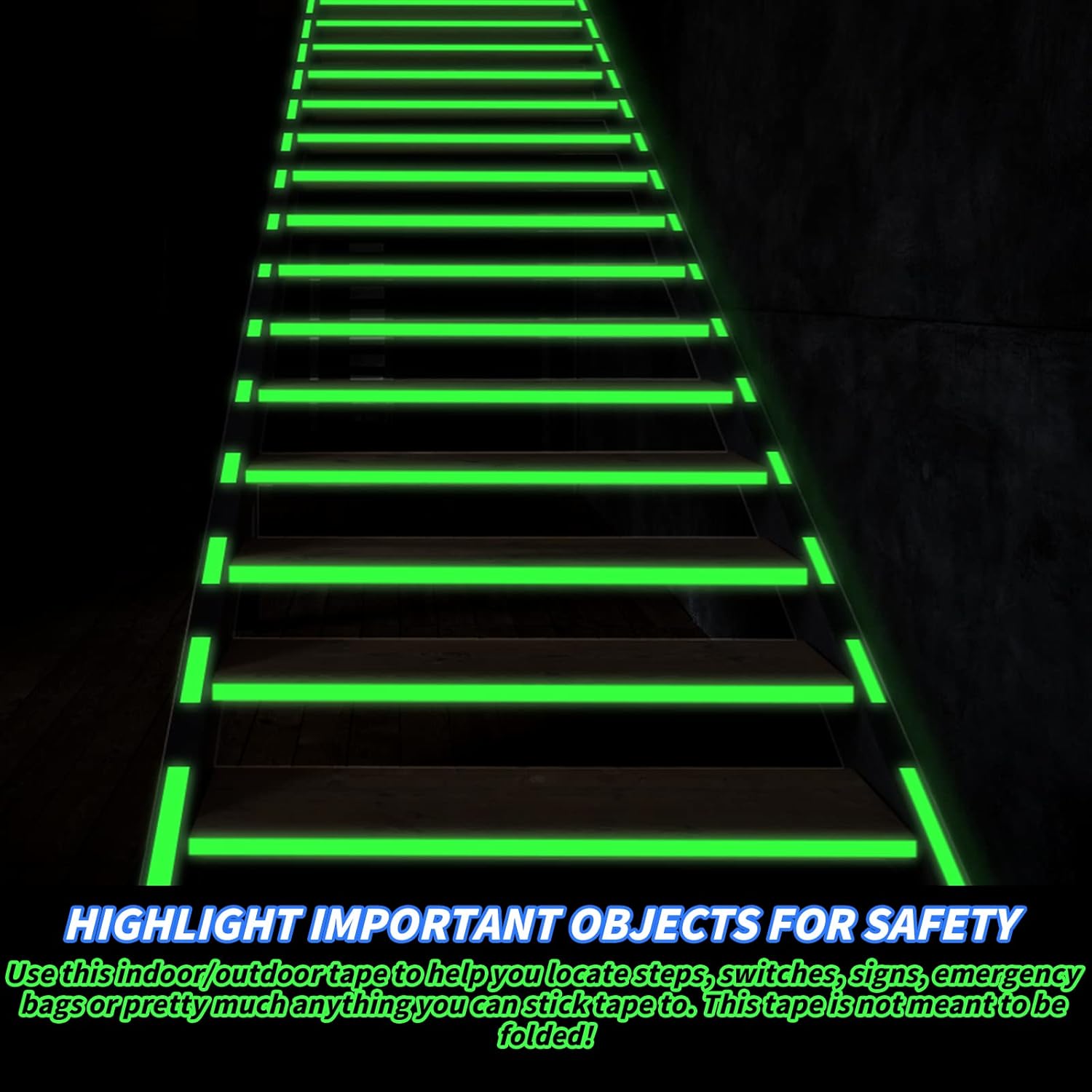 6 Pack Glow in The Dark Tape Bulk 33 Ft x 1 Inch(Total 198 Ft) Green Glow Tape Luminous Tape Neon Tape for Outdoors Indoors Home Decoration Markings Waterproof Bright Rechargeable Fluorescent Tape