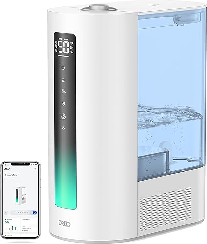 Vista 40 de Dreo Humidificador de 6 L para habitación grande, humidificadores de niebla cálida y fría para dormitorio, tiempo de funcionamiento de 60 horas