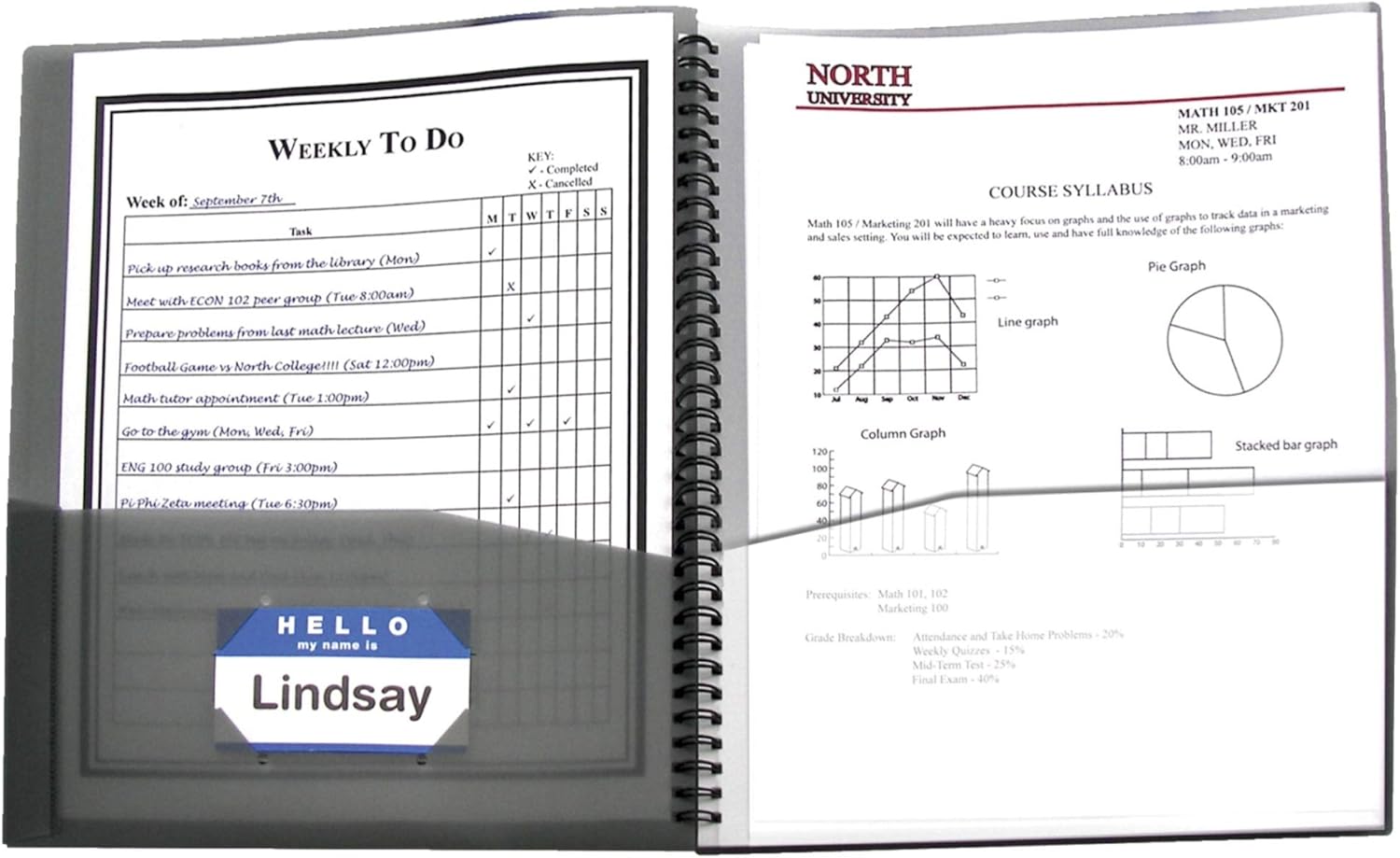 C-Line 8-Pocket Spiral-Bound Poly Portfolio, Letter Size, 1 Portfolio, Smoke Gray (33081)