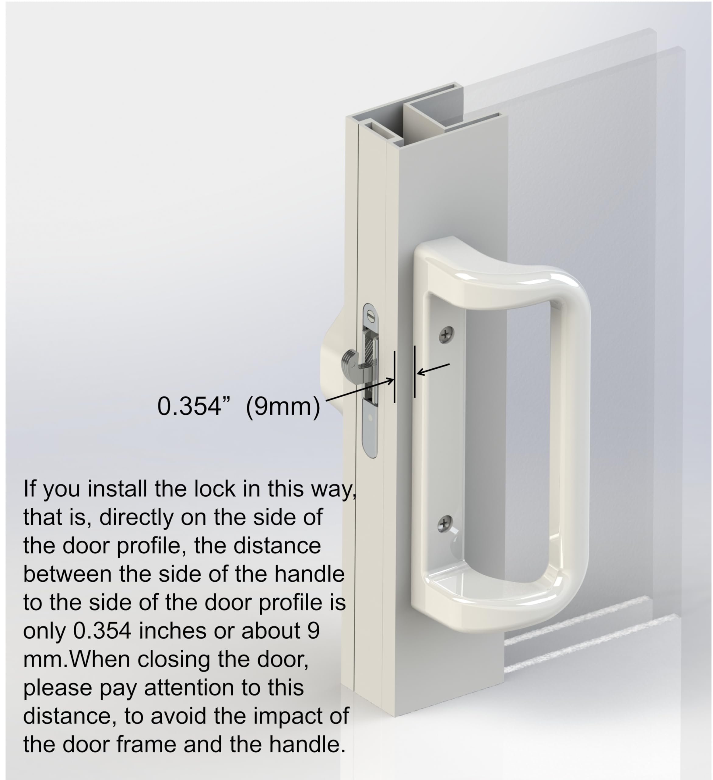 House Guard White Patio Door Handle Set including Cylinder Lock,Suitable for Replacement Sliding Patio Doors Lock 3-15/16”Screw Hole Spacing.Choices That Add a Unique to Your Patio Glass Sliding Door - Image 4