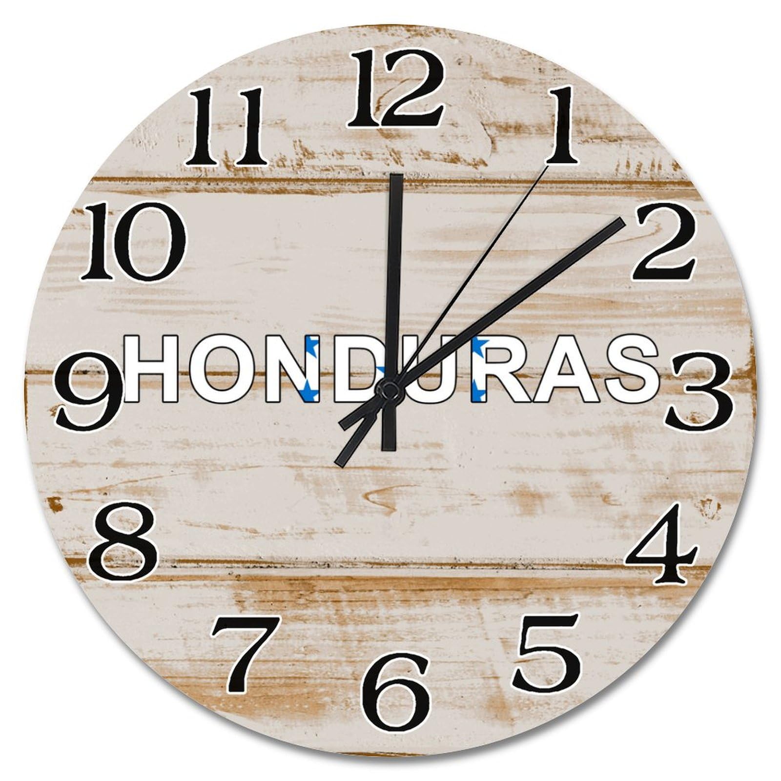 Horloge murale Honduras en bois rustique pour cuisine et chambre