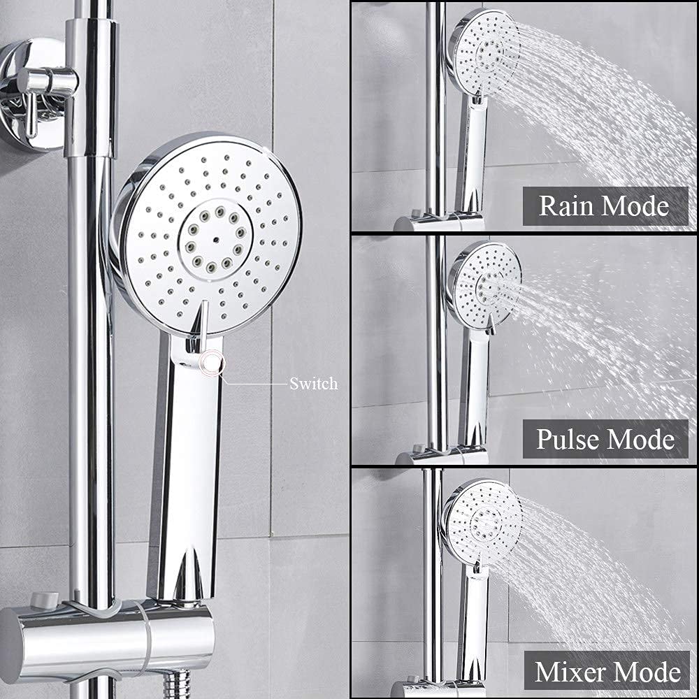 System prysznicowy Bateria łazienkowa Chrome Deszczownica Głowica termostatyczna do wanny Ścienna wanna Prysznic Mixer Tap Bateria prysznicowa Zestaw prysznicowy, Termostatyczny czarny
